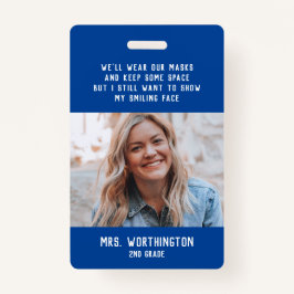 Tarjeta De Identificación Denominación de foto en azul para profesores o enf