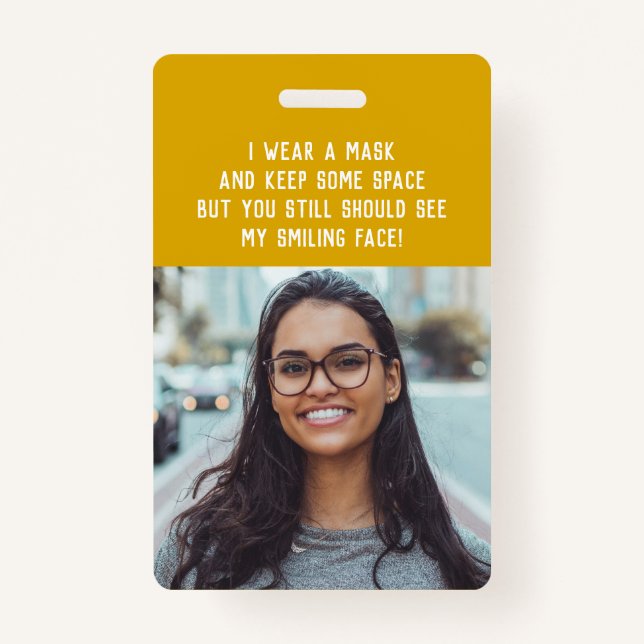 Tarjeta De Identificación Denominación del profesor con foto - amarillo (Anverso)