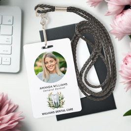 Tarjeta De Identificación Dentist Office Profesional Elegante Foto