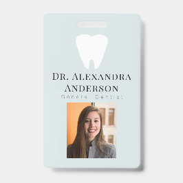 Tarjeta De Identificación Dentist White Teeth Light Blue ID Photo