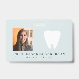 Tarjeta De Identificación Dentist White Teeth Light Blue ID Photo