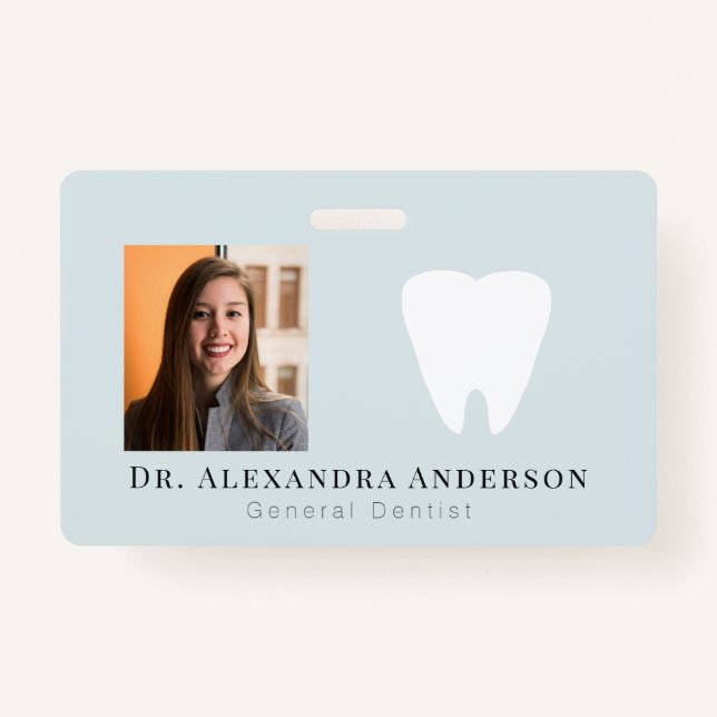 Tarjeta De Identificación Dentist White Teeth Light Blue ID Photo (Anverso)