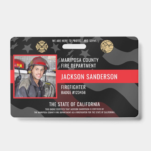 Tarjeta De Identificación Departamento de Bomberos de Bomberos Foto ID del e (Parte frontal)