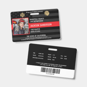 Tarjeta De Identificación Departamento de Bomberos Foto ID de Empleado Bombe