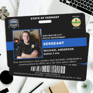 Tarjeta De Identificación Departamento de Policía Identificación Personaliza
