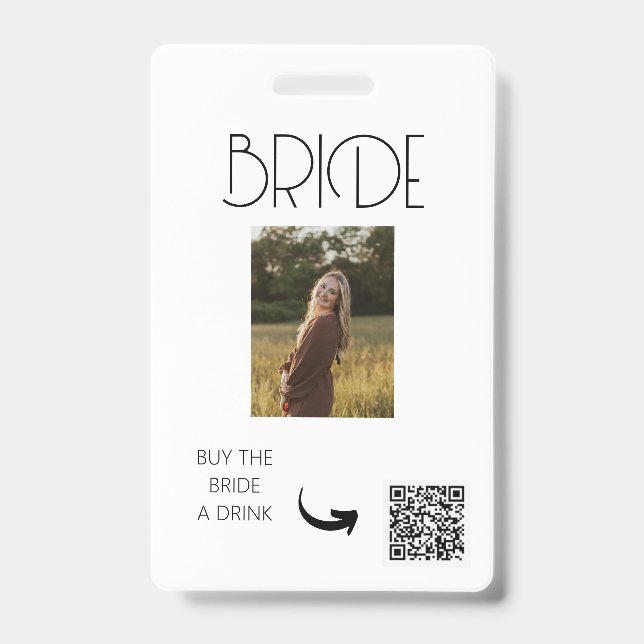 TARJETA DE IDENTIFICACIÓN DESPEDIDA DE SOLTERA, VENMO QR, COMPRAR UNA BEBIDA (Parte frontal)
