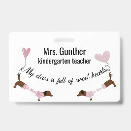 Tarjeta De Identificación Día de San Valentín Profesor de Escuela Cute