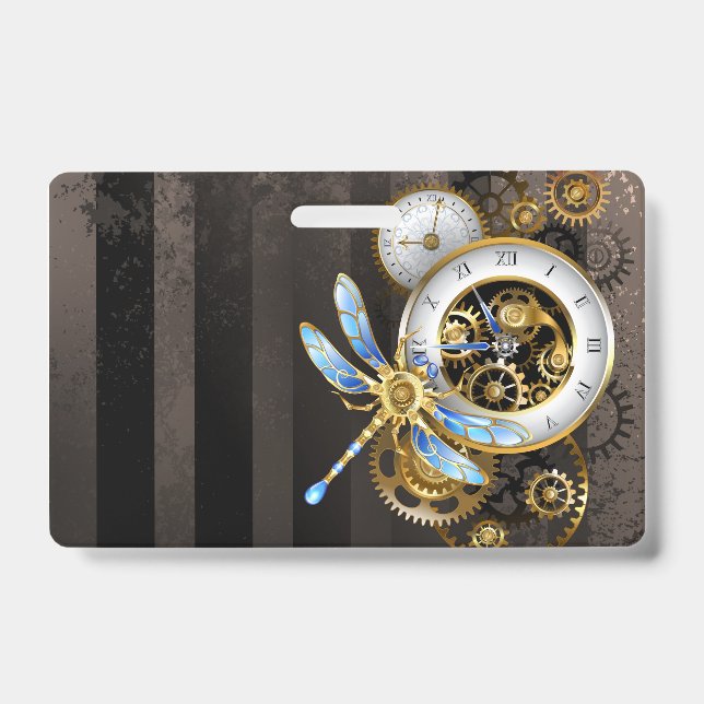 Tarjeta De Identificación Diales de Steampunk con libélula (Parte frontal)