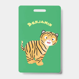 Tarjeta De Identificación Dibujo animado de cachorro de tigre feliz y lindo