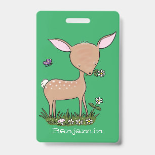 Tarjeta De Identificación Dibujo animado de cervatillo bebé feliz y lindo