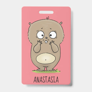 Tarjeta De Identificación Dibujo animado de hámster regordete adorable olvid