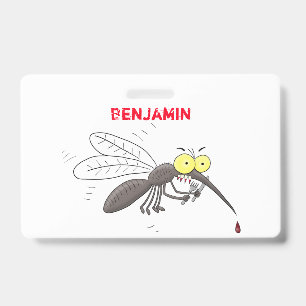 Tarjeta De Identificación Dibujo animado de mosquito divertido