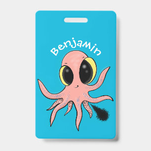 Tarjeta De Identificación Dibujo animado de pulpo bebé lindo y descarado