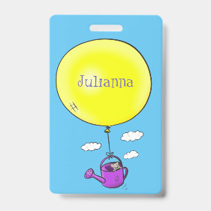 Tarjeta De Identificación Dibujo animado de ratón lindo en regadera con glob