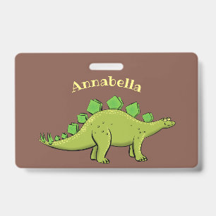 Tarjeta De Identificación Dibujo animado divertido de estegosaurio dinosauri