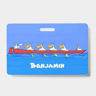 Tarjeta De Identificación Dibujo animado divertido de pelícanos remando