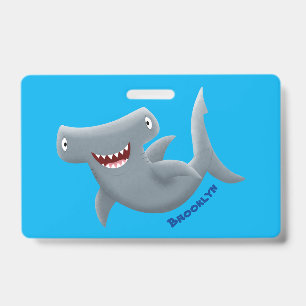 Tarjeta De Identificación Dibujo animado divertido de tiburón martillo lindo