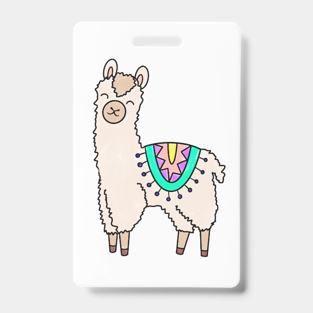 Tarjeta De Identificación dibujo de animales personalizados de llama feliz s (Parte frontal)