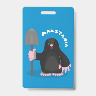 Tarjeta De Identificación Dibujo de dibujos animados de topo feliz lindo
