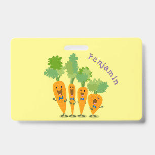 Tarjeta De Identificación Dibujo de ilustración de cuarteto de zanahorias ca