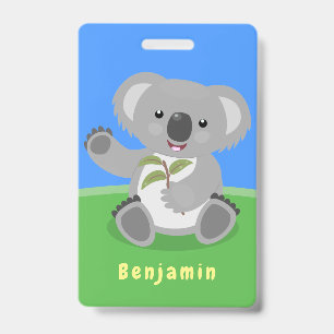 Tarjeta De Identificación Dibujo de ilustración de koala feliz y lindo salud