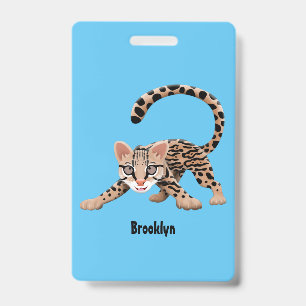 Tarjeta De Identificación Dibujo de ocelote lindo en estilo cartoon