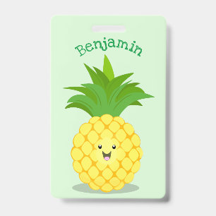 Tarjeta De Identificación Dibujo de piña linda en estilo cartoon