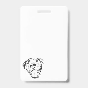 Tarjeta De Identificación dibujo de pitbull simple amantes de perros blanco