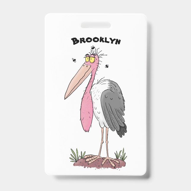 Tarjeta De Identificación Dibujo divertido de una cigüeña marabú (Parte frontal)