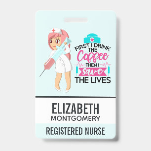 Tarjeta De Identificación Dicho divertido de enfermera con aguja hipodérmica