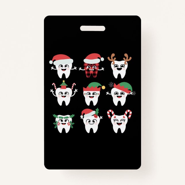 Tarjeta De Identificación Dientes Navidades dentales divertidos dientes cute (Anverso)