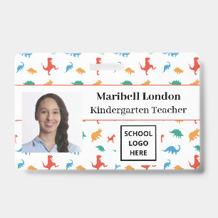 Tarjeta De Identificación Dinosaur Cute Fun Teacher