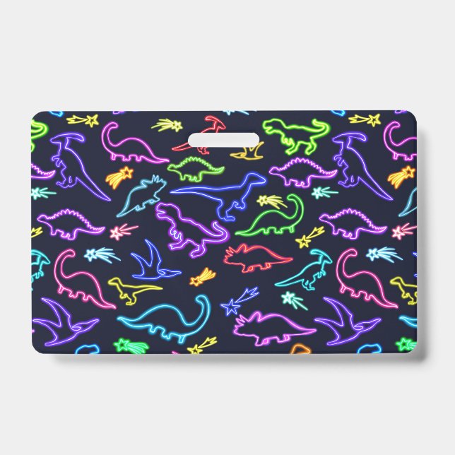 Tarjeta De Identificación Dinosaurios neones  (Parte frontal)