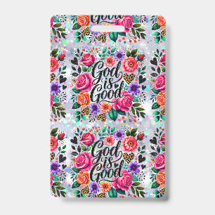 Tarjeta De Identificación Dios es Bueno Insignia Religiosa Cristiana de Rega