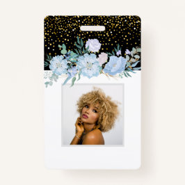 Tarjeta De Identificación Diseñar un negocio floral azul propio o un estacio