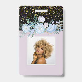 Tarjeta De Identificación Diseñar un negocio floral azul propio o un estacio