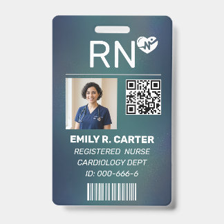 Tarjeta De Identificación Diseño de código QR de foto de enfermera registrad