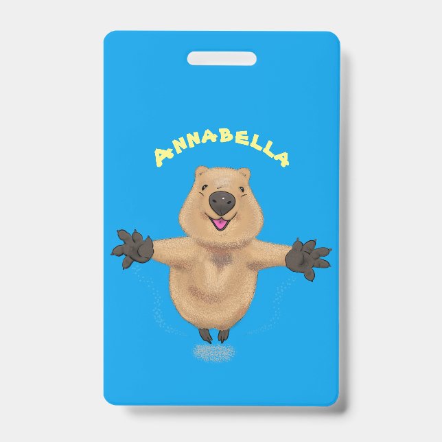 Tarjeta De Identificación Diseño de dibujos animados de quokka saltando feli (Parte frontal)