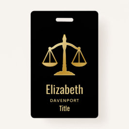 Tarjeta De Identificación Diseño de Golden Scales of Justice Law
