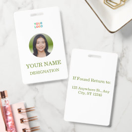 Tarjeta De Identificación Diseño de Insignia de Foto y Nombre Personalizado