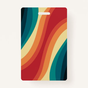 Tarjeta De Identificación Diseño de ondas de estilo retro multicolor