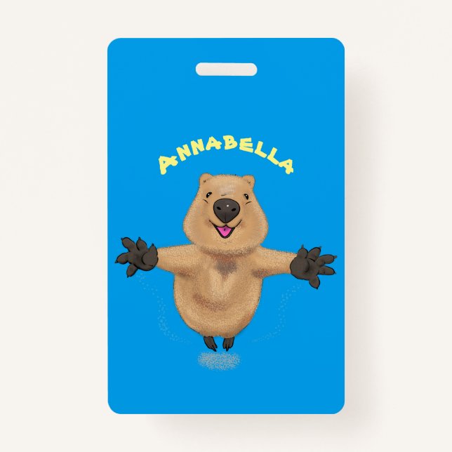 Tarjeta De Identificación Diseño de personalizados de quokka saltando feliz (Anverso)