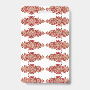Tarjeta De Identificación Diseño floral rojo y naranja con gráfico ornamenta