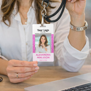 Tarjeta De Identificación Diseño Glam de Moda Rosa Caliente