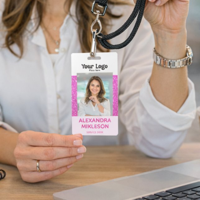 Tarjeta De Identificación Diseño Glam de Moda Rosa Caliente (Subido por el creador)