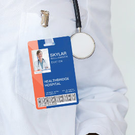 Tarjeta De Identificación Diseño moderno azul y Naranja Diseño médico Foto c