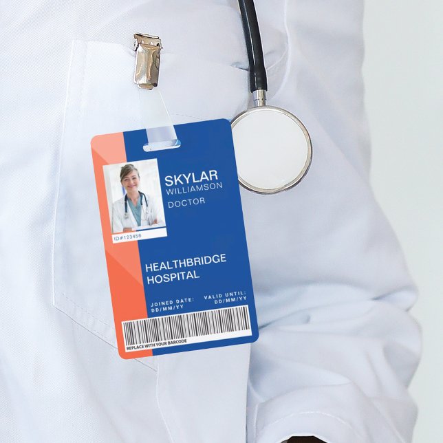 Tarjeta De Identificación Diseño moderno azul y Naranja Diseño médico Foto c (Subido por el creador)