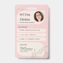 Tarjeta De Identificación Diseño Profesional de Doula Posparto Rosa Sonrojad