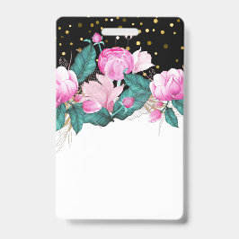 Tarjeta De Identificación Diseño propio de eventos florales rosados Estacion