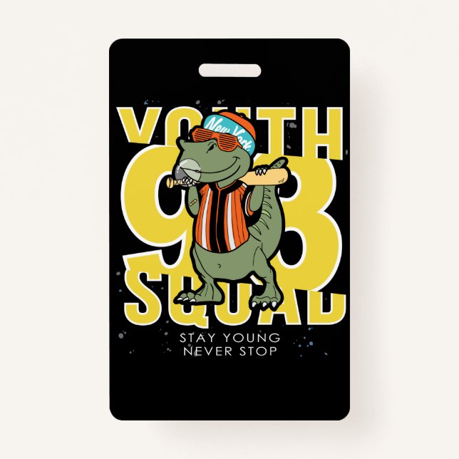 Tarjeta De Identificación diseño vectorial de dinosaurio fresco dibujado a m (Anverso)